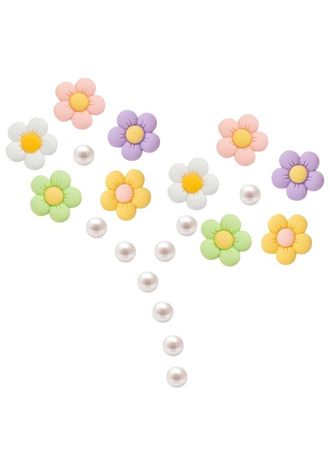 NEVEGE Flower Shoe Charms 22Pcs Shoe Charms Flower Crystal Rhinestone Pearl Flower Shoe Decoration Cute Shoe Charms for Girls Women - Image 1