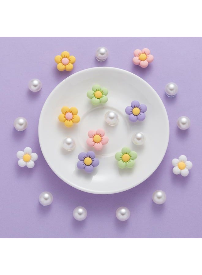 NEVEGE Flower Shoe Charms 22Pcs Shoe Charms Flower Crystal Rhinestone Pearl Flower Shoe Decoration Cute Shoe Charms for Girls Women - Image 2