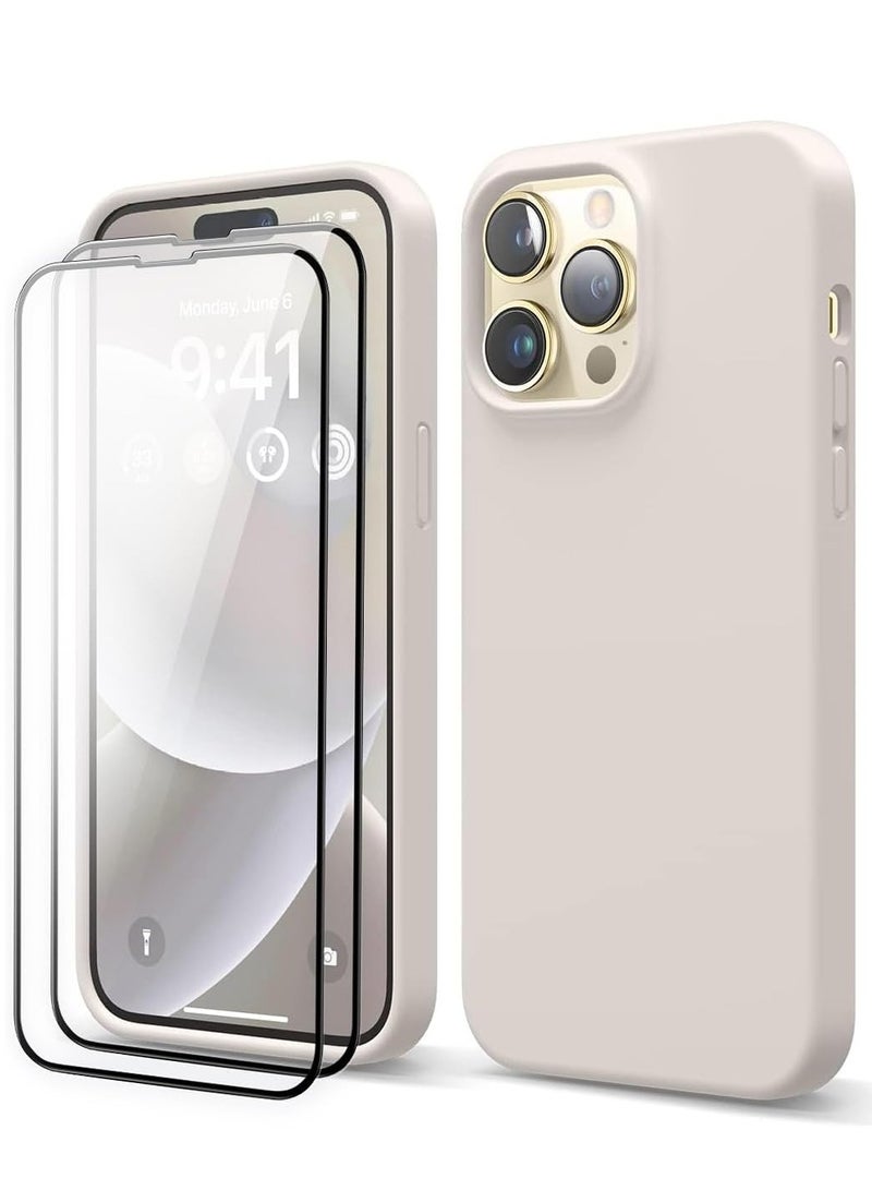 ELTRAZONE [3-in-1] iPhone 15 Plus Case Bundle – White Premium Liquid Silicone Shockproof Cover with 9H Tempered Glass Screen Protector - Image 1