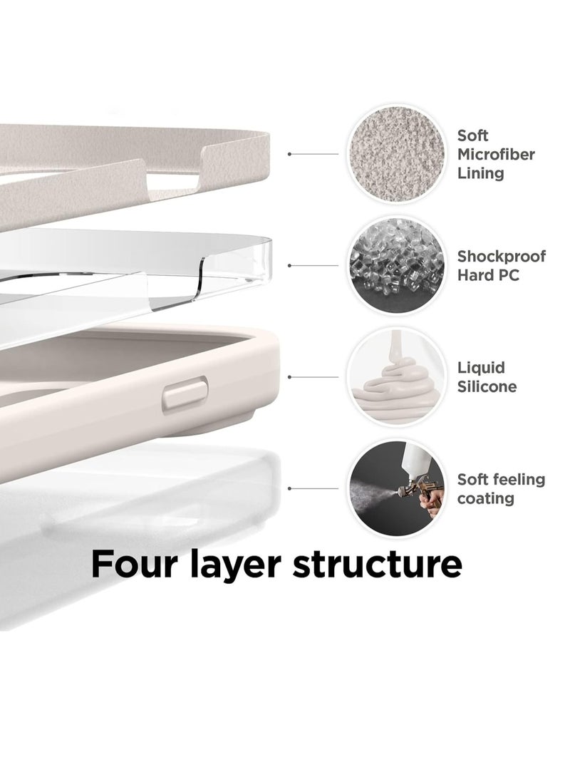 ELTRAZONE [3-in-1] iPhone 15 Plus Case Bundle – White Premium Liquid Silicone Shockproof Cover with 9H Tempered Glass Screen Protector - Image 4