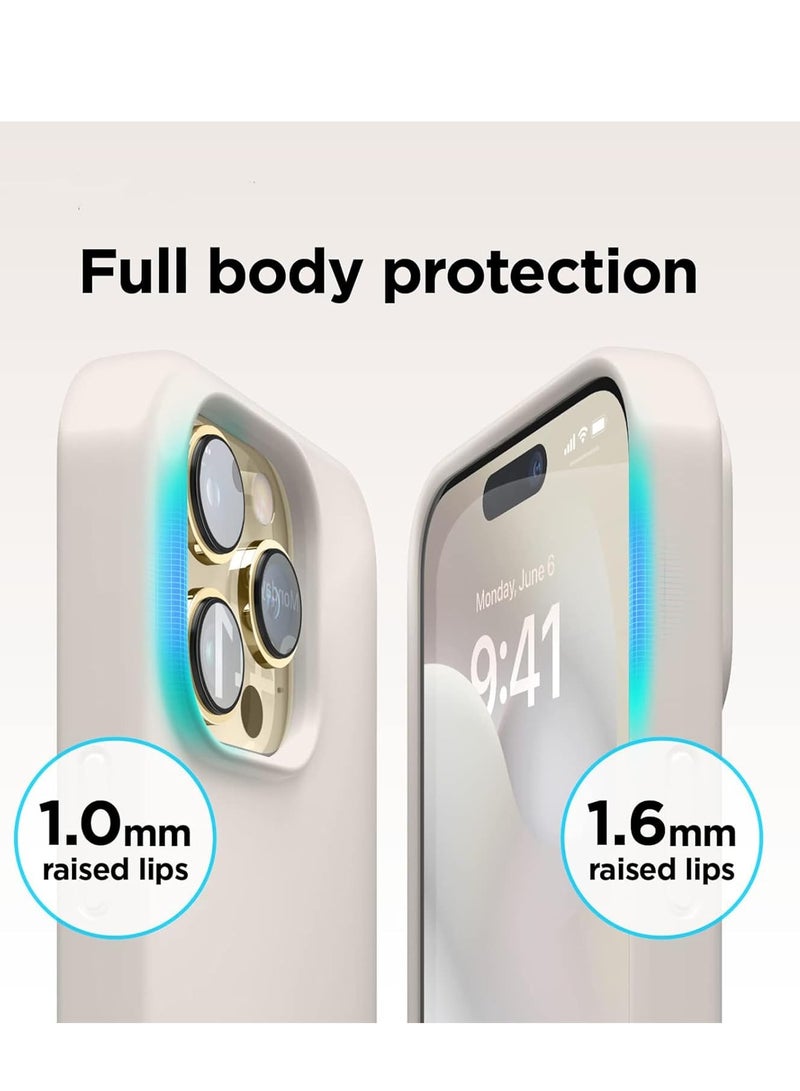 ELTRAZONE [3-in-1] iPhone 15 Plus Case Bundle – White Premium Liquid Silicone Shockproof Cover with 9H Tempered Glass Screen Protector - Image 5