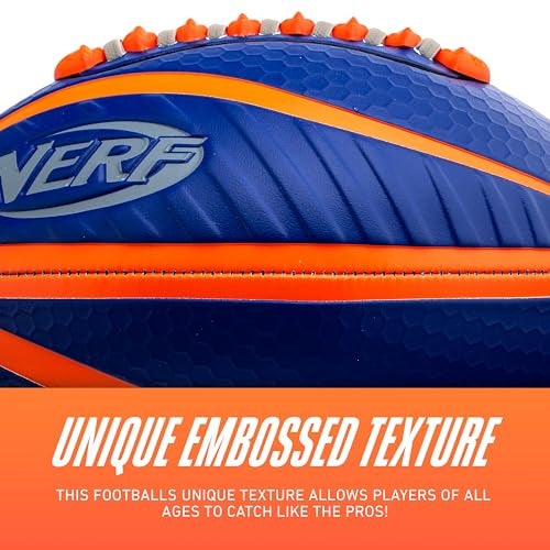 NERF Spiral Grip Mini Football - Patented Spacelace for Ultimate Spirals - Machine Stitched Construction - Pump Included,Blue/Orange, Mini 8.5" - Image 5