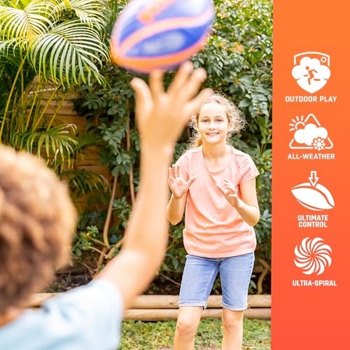 NERF Spiral Grip Mini Football - Patented Spacelace for Ultimate Spirals - Machine Stitched Construction - Pump Included,Blue/Orange, Mini 8.5" - Image 4