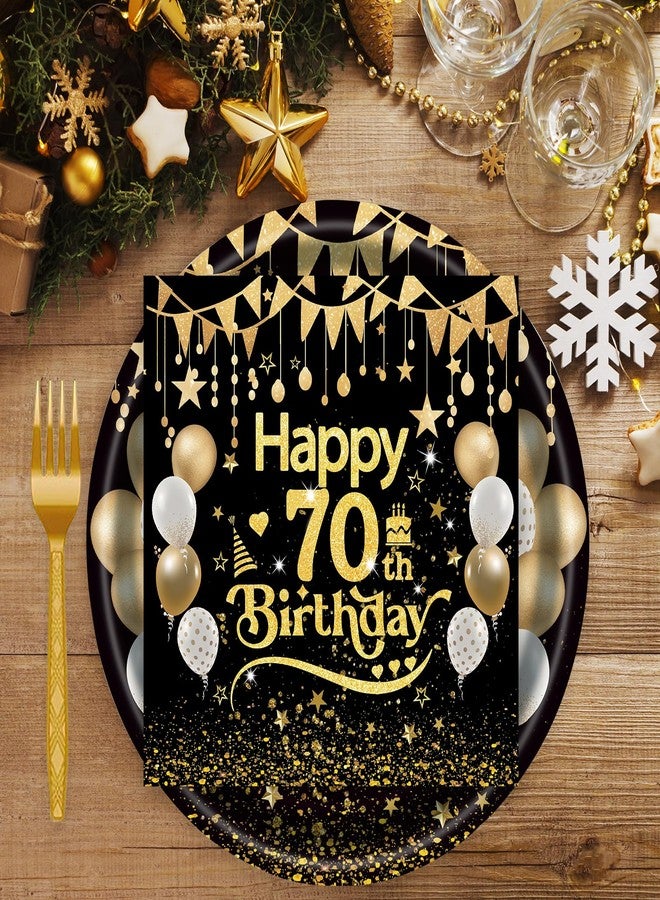 BOKFJBP طقم 75 قطعة من أطباق ومناديل عيد الميلاد السبعين، باللونين الأسود والذهبي، مناسب للبالغين. يتضمن الطقم 25 طبقًا للاستخدام مرة واحدة مقاس 7 بوصات، و25 منديلًا للكوكتيل مقاس 6.5 بوصات، و25 شوكة. احتفلوا بعام 1955! مناسب للرجال والنساء في حفلات أعياد الميلاد. يكفي لـ 25 شخصًا. - Image 5