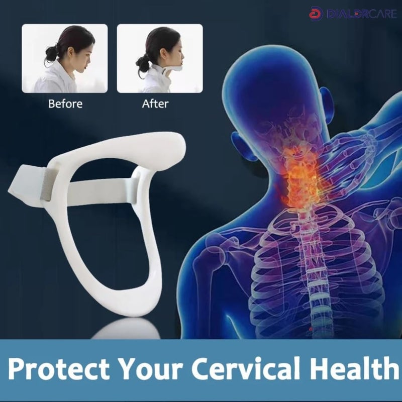 DIALDRCARE دعامة عنق بلاستيكية لتخفيف آلام الرقبة دعم للرقبة لتخفيف آلام العمود الفقري والضغط يوغا المنزل المكتب، مقاس واحد - Image 4
