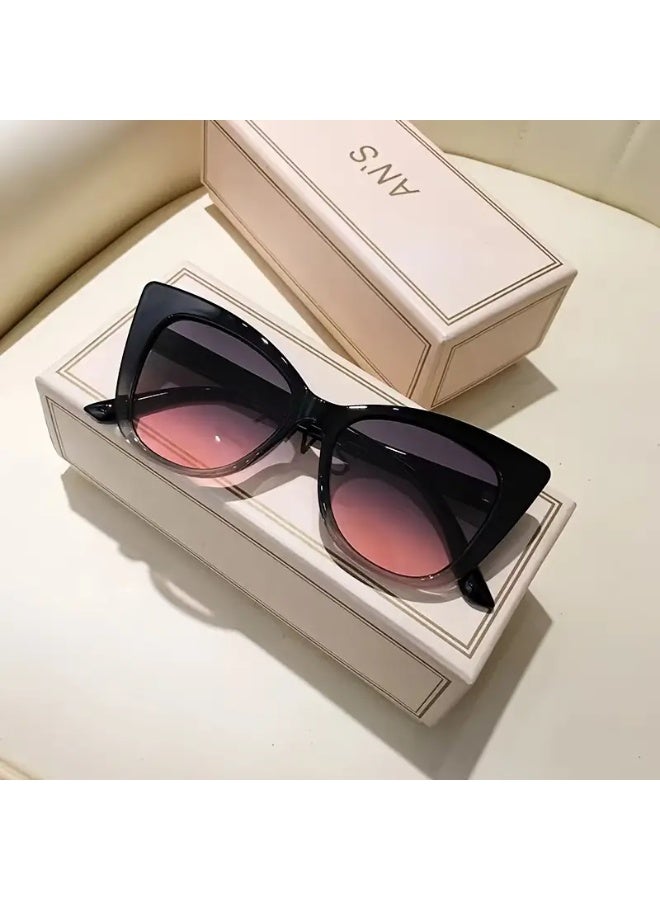 SCENT HOUSE نظارات قطة عيون بأسلوب Y2K عصرية - زوج واحد | عدسات مضادة للانعكاس، إطار بلاستيكي مع لمسات لامعة | نظارات للارتداء اليومي، نظارات موضة يومية (تشمل علبة النظارات) - Image 3