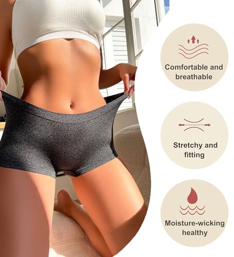 Sth Big Womens Boyshorts Underwear Seamless Boxer Briefs Full Coverage Soft Stretch Boxer Shorts For Women 4 Pack - Image 3