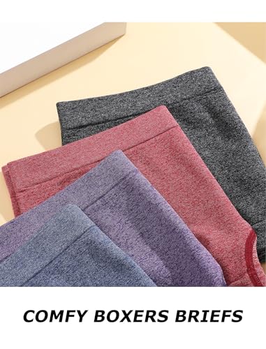 Sth Big Womens Boyshorts Underwear Seamless Boxer Briefs Full Coverage Soft Stretch Boxer Shorts For Women 4 Pack - Image 5