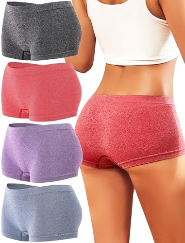Sth Big Womens Boyshorts Underwear Seamless Boxer Briefs Full Coverage Soft Stretch Boxer Shorts For Women 4 Pack - Image 1