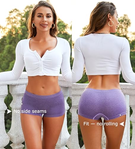 Sth Big Womens Boyshorts Underwear Seamless Boxer Briefs Full Coverage Soft Stretch Boxer Shorts For Women 4 Pack - Image 4
