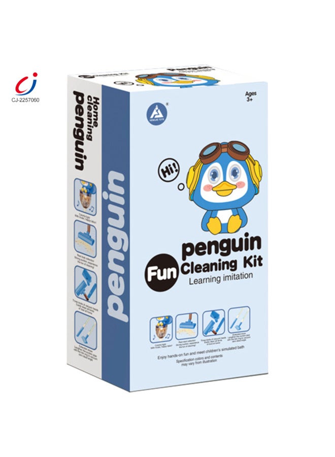 Cartoon Penguin Vacuum Cleaner Light Music Sealed Box Children Play House Cleaning Simulation Electric Vacuum Cleaner Toy-Specifications:CJ-2257060 Cartoon Penguin Vacuum Cleaner  - Image 1