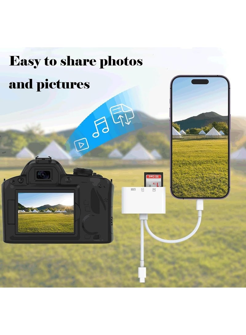 SD Card Reader&USB OTG Adapter for iPhone/iPad,Dual Lightning USB C Male to SD/TF Adapter with Micro SD/SD Card Slots,Supports SD/Micro SD/SDHC/SDXC (3 Card Slot&Lightning&USB C) - Image 4