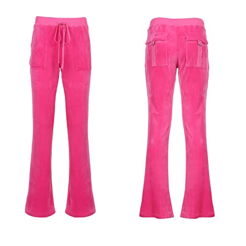 HBER Women's 2 Piece Velour Tracksuit Set Heart Print Long Sleeve Zipper Hoodie Cropped Jacket and Sweatpants Y2K Sweatsuit Set (B-Pink, Small) - Image 5