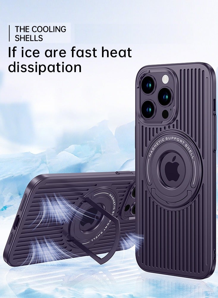 Color Fans Magnetic Heat Dissipation Case with Invisible Kickstand,Compatible with Magsafe Wireless Charging,Shockproof Protective Case（Blue/iPhone 13 Pro Max）  - Image 2