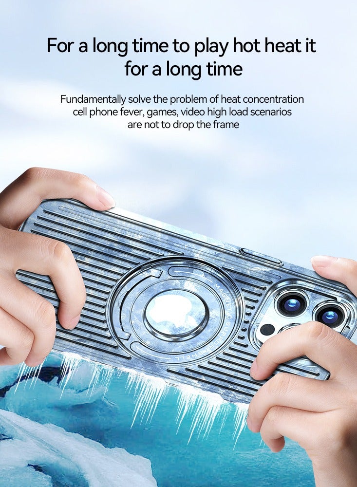 Color Fans Magnetic Heat Dissipation Case with Invisible Kickstand,Compatible with Magsafe Wireless Charging,Shockproof Protective Case（Blue/iPhone 13 Pro Max）  - Image 5