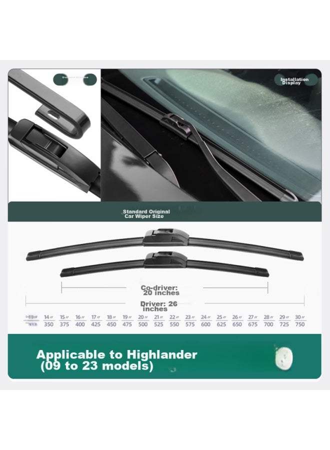 XUFENG Xufeng Car Accessories (xufeng) Toyota Highlander Windshield Wipers For 2009- Models, 2015-specific 18-inch Boneless 13-inch Wiper Blades, 10 Rubber Strips, Original Parts  - Image 2