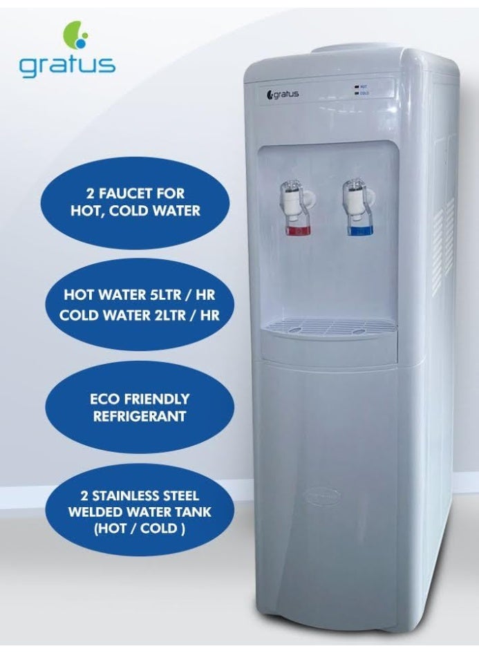gratus Hot & Cold 2‑Tap Floor‑Standing Top‑Load Water Dispenser — 1 Year Full + 2 Year Compressor Warranty | Model GWD102BWDX - Image 4