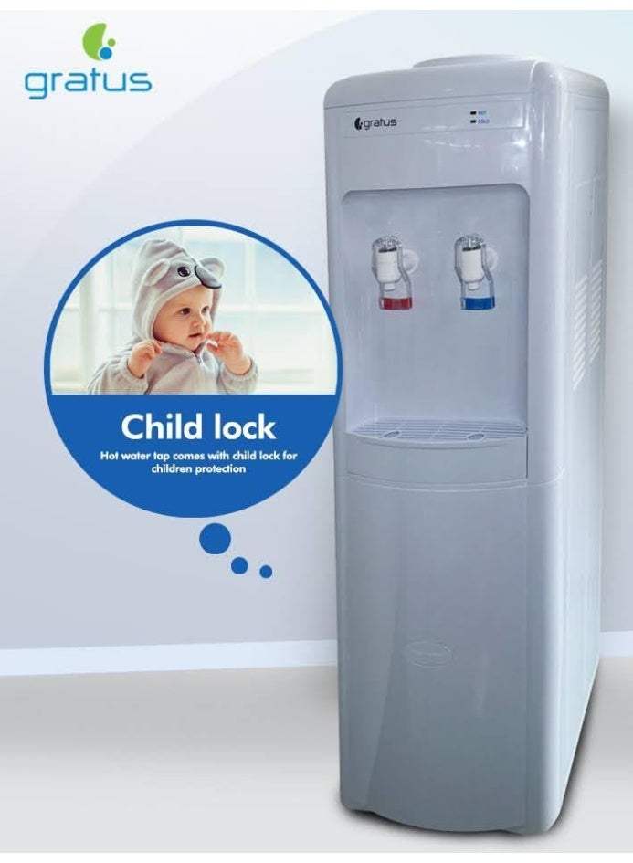 gratus Hot & Cold 2‑Tap Floor‑Standing Top‑Load Water Dispenser — 1 Year Full + 2 Year Compressor Warranty | Model GWD102BWDX - Image 3