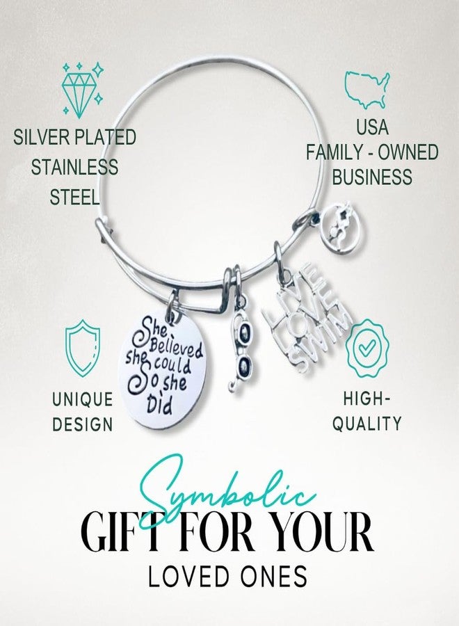 إنفينيتي كوليكشن مجموعة إنفينيتي لهدايا السباحين، سوار سباحة - سوار مزين بتعليقة سباحة - مجوهرات "آمنت بقدرتها" - هدية للسباحين، مدرب سباحة - Image 5