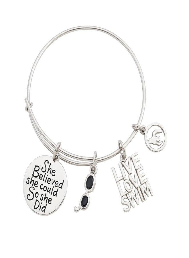 إنفينيتي كوليكشن مجموعة إنفينيتي لهدايا السباحين، سوار سباحة - سوار مزين بتعليقة سباحة - مجوهرات "آمنت بقدرتها" - هدية للسباحين، مدرب سباحة - Image 1