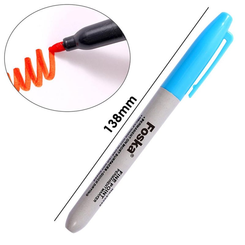 Foska Round Tip Permanent Marker Pens in Assorted Colors 6mm - 6 Pack - Image 3