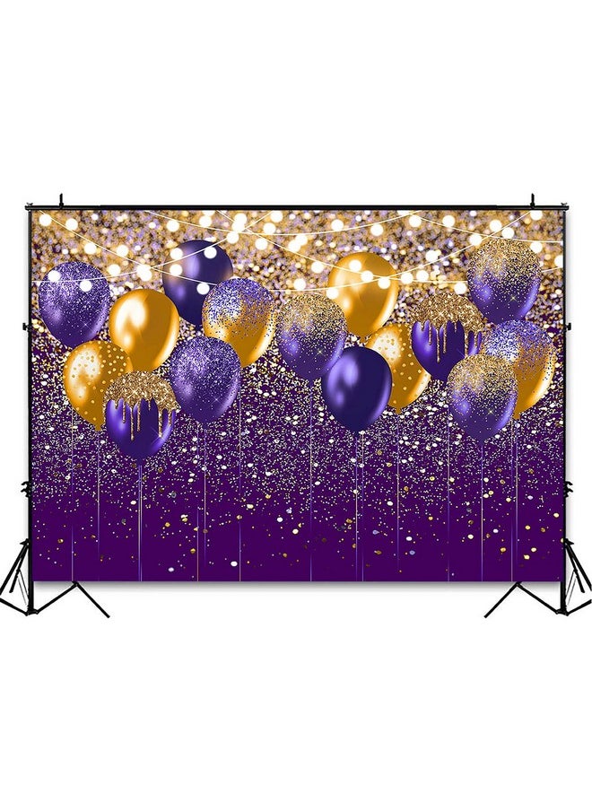 Avezano Purple And Gold Glitter Backdrop For Birthday Wedding Prom Graduation Photography Background Glitter Gold Purple Balloon Party Decorations Photoshoot Photobooth (7X5Ft Purple And Gold)  - Image 4