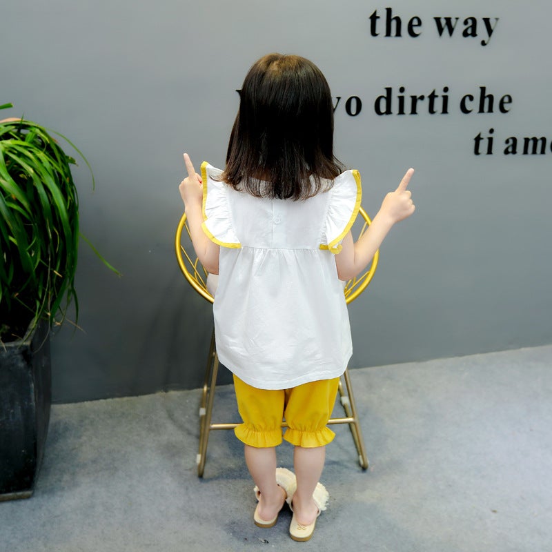 Stylish Internet Celebrity Lotus Leaf Sleeve Short Sleeve Children's Clothing Girls' Summer Suit Summer Cool Summer Loose Fashionable Thin - Image 5