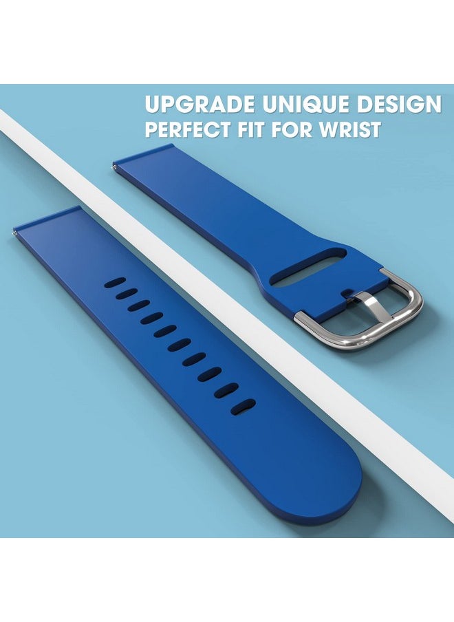 Sounce Silicone 22mm Replacement Watch Strap with Metal Buckle Compatible with Boat Xtend, Boat Xtend Pro, Noise Colorfit Pulse 2 Max, Noise Pulse Go Buzz, Fireboltt Phoenix, Fireboltt Rage, Boat Flash, Noise Colorfit Pulse Grand, Noise Colorfit Ultra Smart Watch & All Watches (Blue)