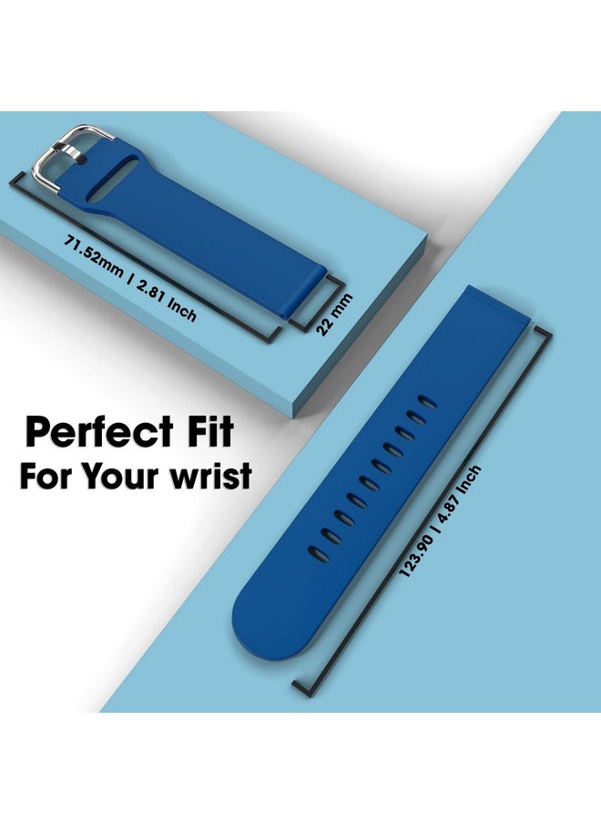 Sounce Silicone 22mm Replacement Watch Strap with Metal Buckle Compatible with Boat Xtend, Boat Xtend Pro, Noise Colorfit Pulse 2 Max, Noise Pulse Go Buzz, Fireboltt Phoenix, Fireboltt Rage, Boat Flash, Noise Colorfit Pulse Grand, Noise Colorfit Ultra Smart Watch & All Watches (Blue)