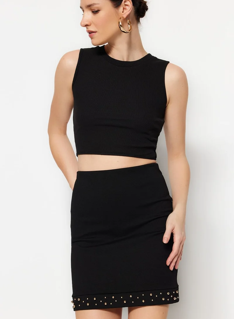 trendyol Embellished Hem High Waist Skirt