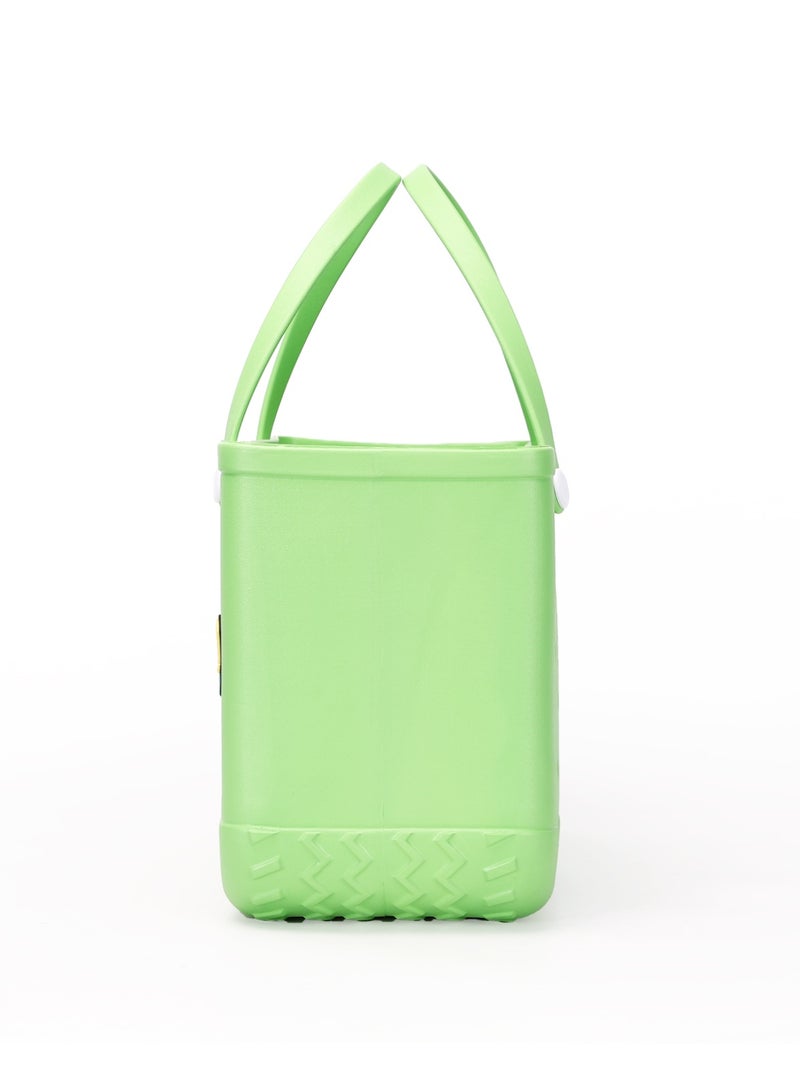 EVA Rubber Beach Tote Bag with 5 Summer Charms | Waterproof, Durable & Easy-to-Clean | Spacious Summer Beach Bag for Women & Family | (Green - Medium) - Image 2