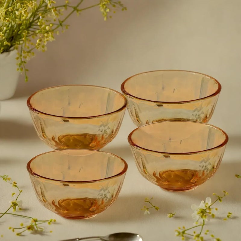 Homestic Homestic Set of 4 Borosilicate Glass Bowls 420 ml Each Microwave Safe Scratch Resistant Serving Mixing Bowls for Kitchen Round Transparent Yellow  - Image 1