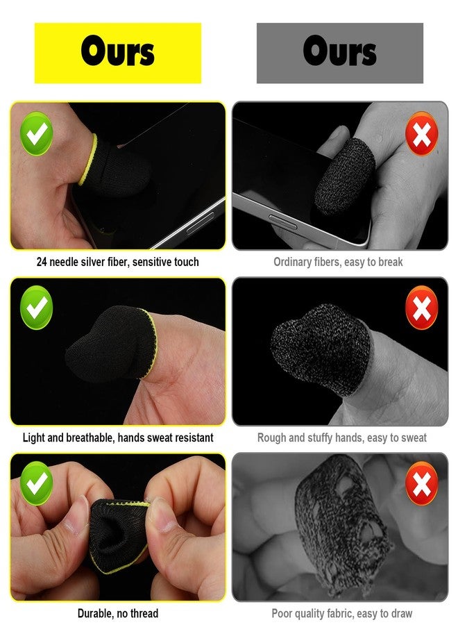 WLLHYF 50pcs Carbon Gamer Finger Thumb Sleeves, Breathable Anti Sweat Compression Support Seamless Touchscreen Finger Cover Mobile Phone Gaming Stabilizer Compatible with All Touchscreen Devices - Image 4