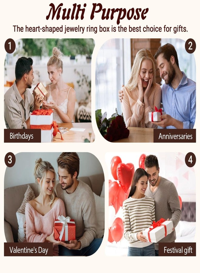 Yookin علبة خاتم خطوبة من خشب اليوكين، علبة خاتم دوارة لحفل الزفاف، علبة هدايا مجوهرات (خشب الجوز الأسود، شكل قلب) - Image 3