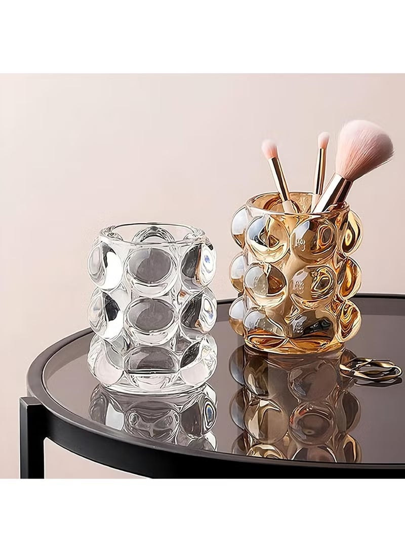 منظم فرش مكياج بغطاء - حامل فرش تجميل مقاوم للغبار، تصميم دوار لسهولة الوصول، تخزين أنيق لطاولة الزينة أو الخزانة أو سطح الحمام - Image 5