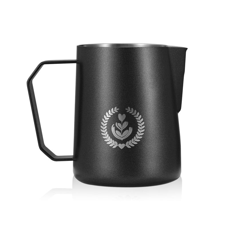 MUVNA Milk Frothing Pitcher 154oz Stainless Steel Milk Pitcher Jug for Latte Art Espresso Steaming Cup with Sharp NoDrip Spout for Coffee Bar Accessories Black - Image 2