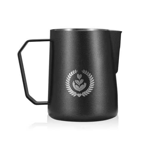 MUVNA Milk Frothing Pitcher 154oz Stainless Steel Milk Pitcher Jug for Latte Art Espresso Steaming Cup with Sharp NoDrip Spout for Coffee Bar Accessories Black - Image 1
