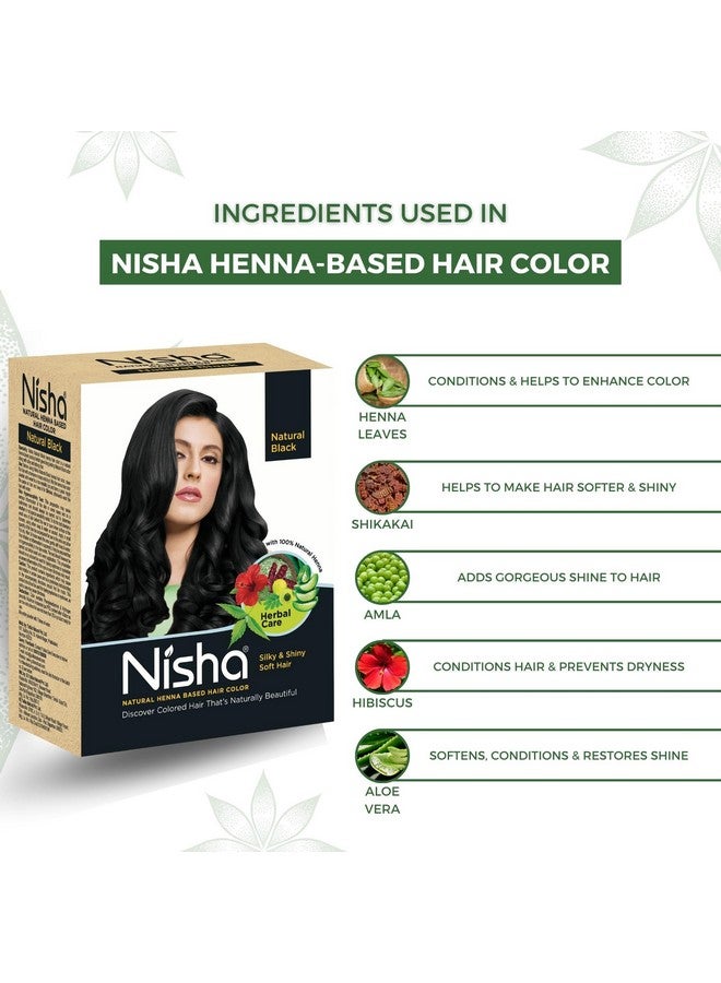 Nisha Natural Henna Based Hair Color, Permanent Black Hair Color Dye, Natural Premium Henna, 100% Grey Coverage, Natural Black, 2.12 Oz - Image 1
