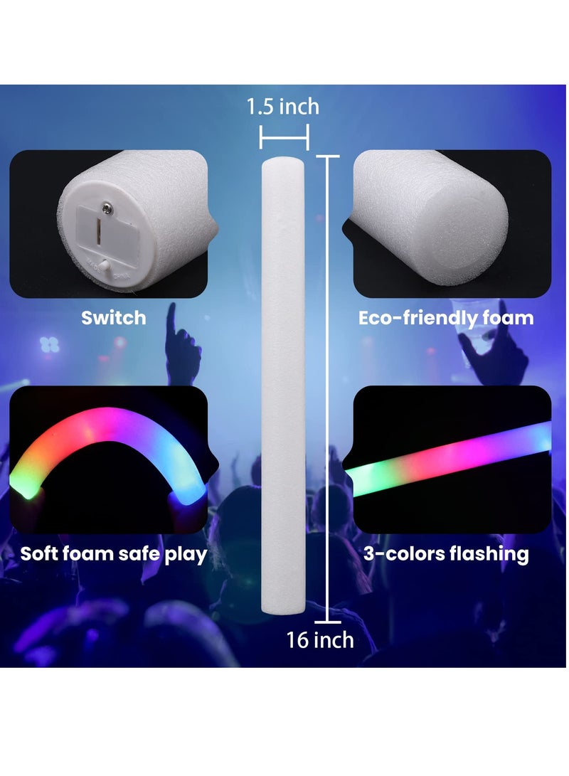 كول بيبي 12 قطعة من أعواد التوهج الرغوية 3 أوضاع ملونة وامضة LED عصي متوهجة هدايا تتوهج في الظلام لوازم الحفلات لحفلات الزفاف والحفلات الموسيقية - Image 3