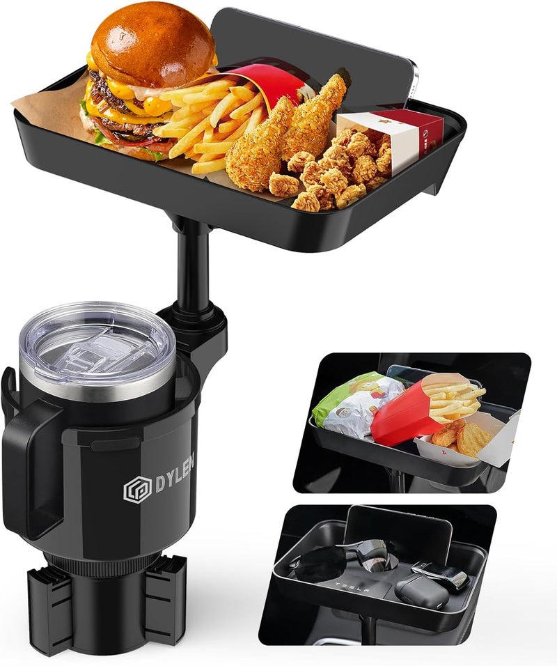 DYLEN Car Cup Holder Tray - 9.5” Detachable Food Tray Table for Eating and Road Trips - Image 1