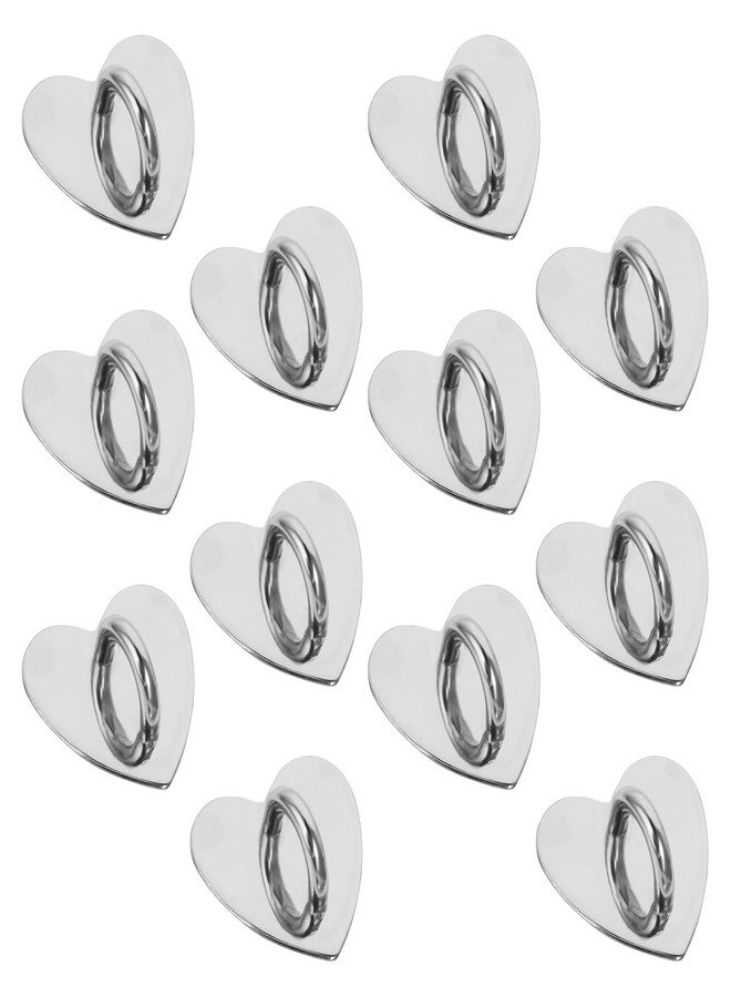 Grevosea 12-Piece Phone Charm Hooks & Keychains - Adhesive Metal Finger Grips & Loops - Heart Holders for DIY Phone Case & Tablet Accessories - Silver - Image 1