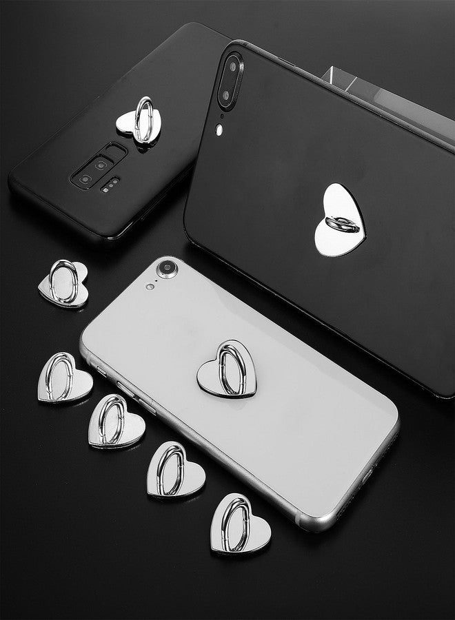 Grevosea 12-Piece Phone Charm Hooks & Keychains - Adhesive Metal Finger Grips & Loops - Heart Holders for DIY Phone Case & Tablet Accessories - Silver - Image 5