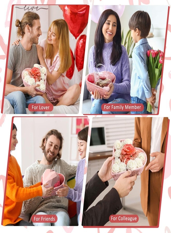 Layhit 4 Pcs Heart Baskets Woven Basket Pink Serving Platters Serving Trays Fruit Vegetables Bread Basket Heart Table Decorations Gift for Wedding Bridal Shower Birthday Baby Shower Slumber Sleepover Party - Image 5