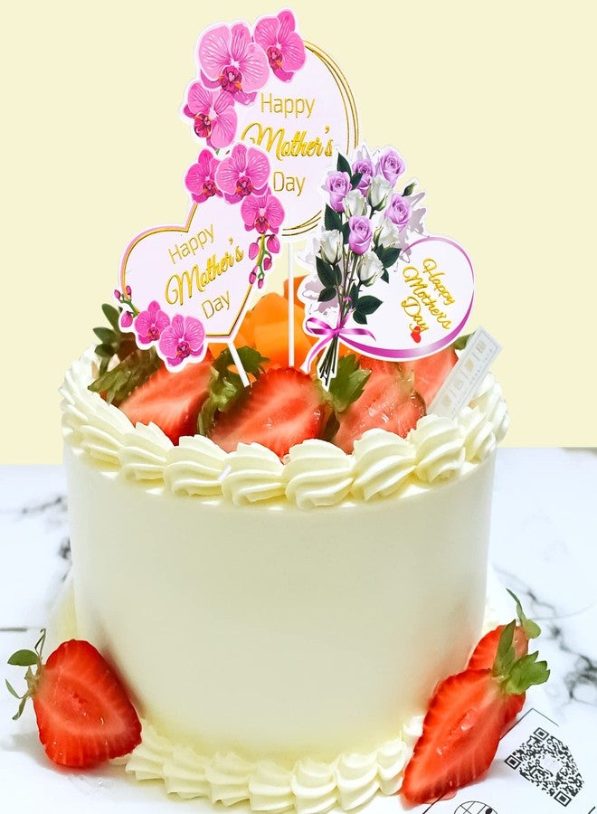 SUMERSHA 12 Pieces Happy Mother's Day Cake Toppers Flower Cupcake Topper for Mother's Day Birthday Cake Decoration Party Supplies, 3 Styles - Image 5