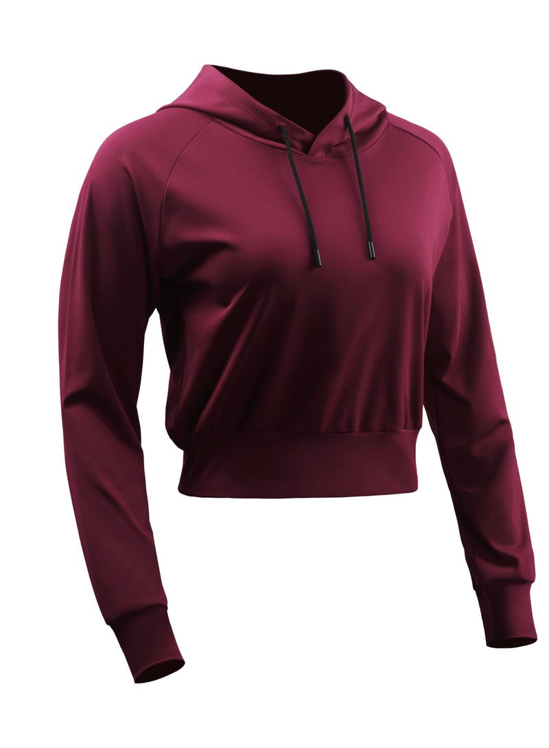 Women Quick Dry Breathable Sports Hoodie Red - Image 1