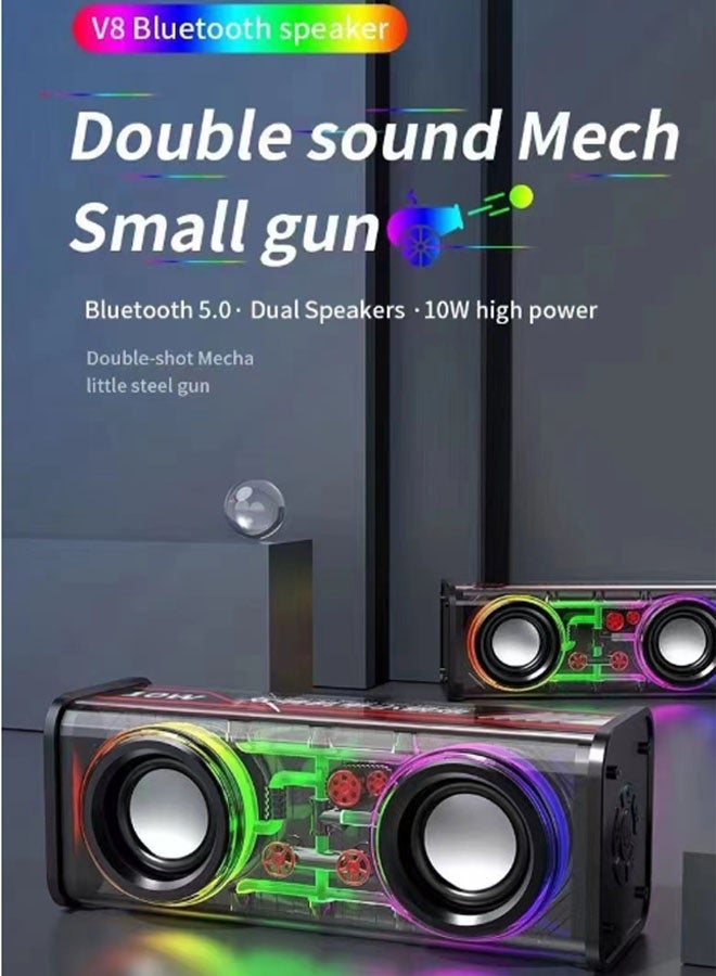 نيوترل مكبر صوت لاسلكي V8 Mecha Esports Bluetooth مكبر صوت عالي الطاقة 10 وات، إضاءة RGB مبهرة، تشغيل الموسيقى والرد على المكالمات مثالي للألعاب الإلكترونية والأفلام وحفلات أعياد الميلاد والتجمعات الخارجية والمزيد (أسود) - Image 4