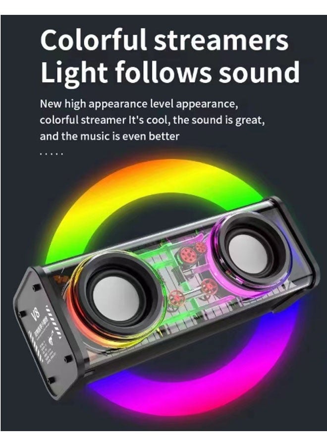 نيوترل مكبر صوت لاسلكي V8 Mecha Esports Bluetooth مكبر صوت عالي الطاقة 10 وات، إضاءة RGB مبهرة، تشغيل الموسيقى والرد على المكالمات مثالي للألعاب الإلكترونية والأفلام وحفلات أعياد الميلاد والتجمعات الخارجية والمزيد (أسود) - Image 5