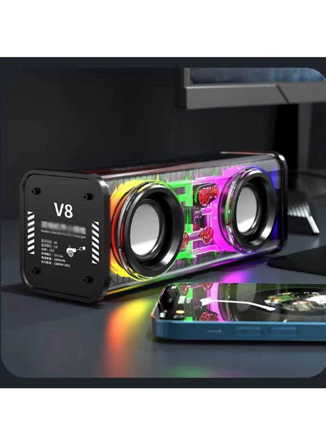 نيوترل مكبر صوت لاسلكي V8 Mecha Esports Bluetooth مكبر صوت عالي الطاقة 10 وات، إضاءة RGB مبهرة، تشغيل الموسيقى والرد على المكالمات مثالي للألعاب الإلكترونية والأفلام وحفلات أعياد الميلاد والتجمعات الخارجية والمزيد (أسود) - Image 1