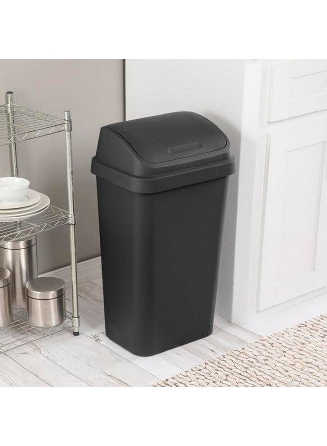 ستيريليت سلة مهملات متينة وخالية من مادة البيسفينول، ذات جزء علوي متأرجح، سوداء اللون، سعة 13 جالونًا، 10899004 - Image 5