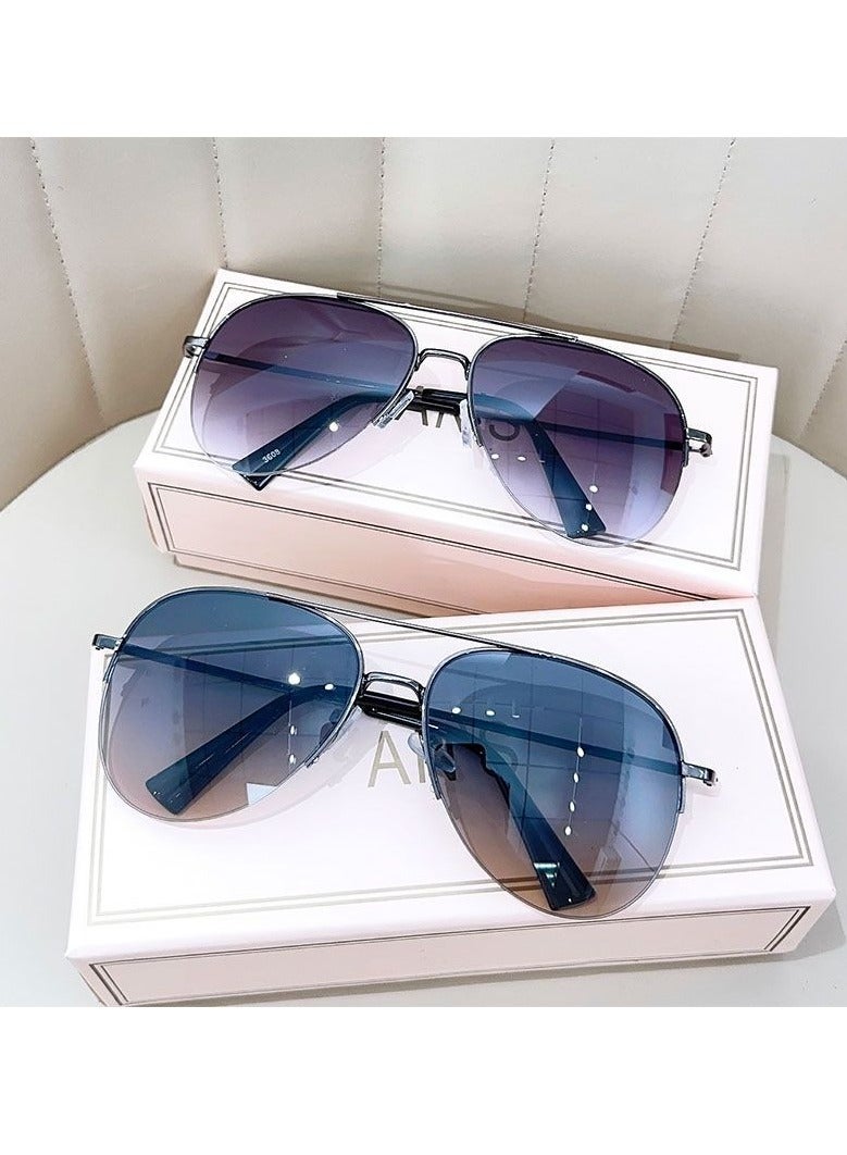 general Super cool men and women's high-end driving sunglasses, aviator sunglasses for driving, large frame frog mirror, big face sun glasses - Image 4